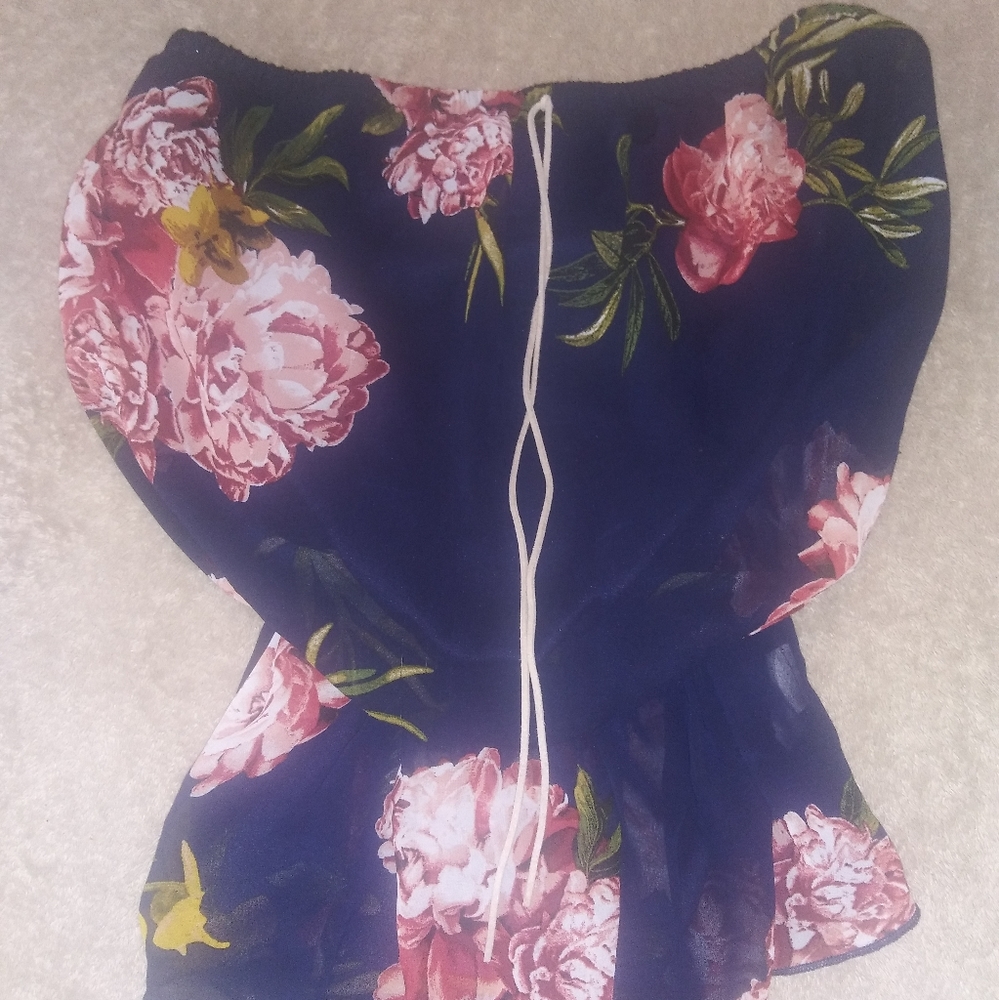 Floral Halter [Strapless] Top(Small)